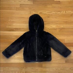 Navy Faux Fur Hooded Jacket